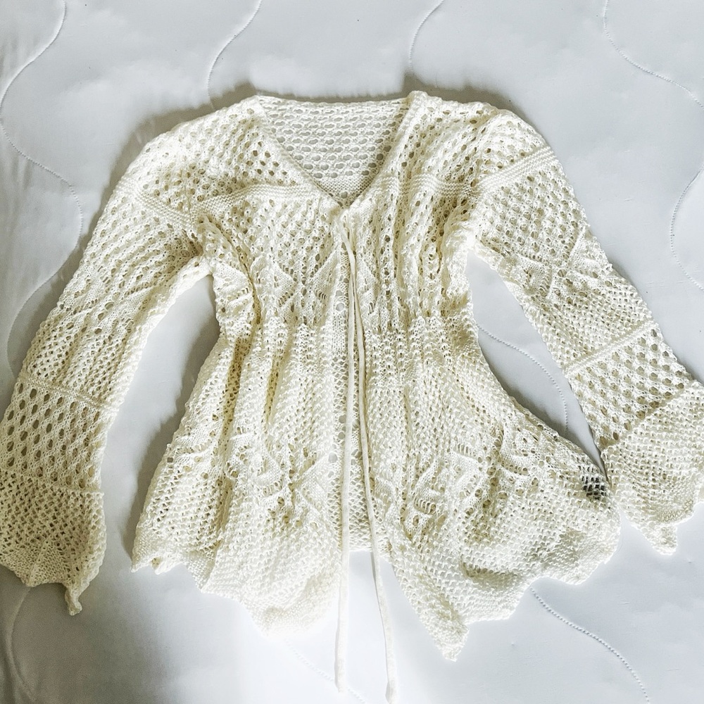SOLD // Elegant Mori Kei Cottagecore Cream Knit Cardigan